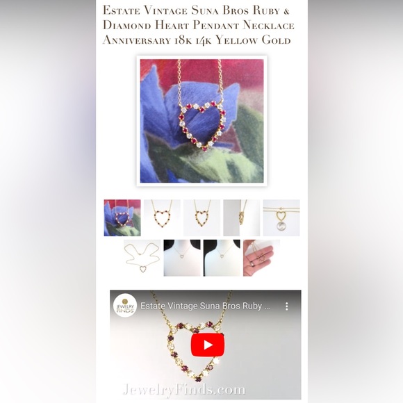 🌹SOLD! ❌ 18K Open Heart Red Ruby Diamond Necklace - Picture 8 of 11